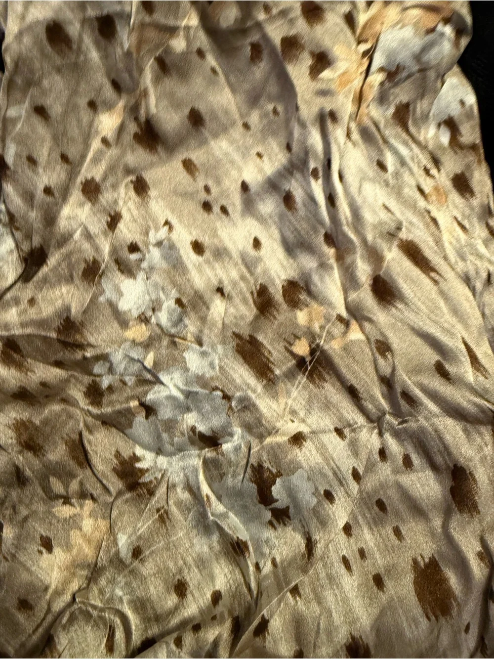 Lanvin Beige and Brown Silk Animal-Print Scarf